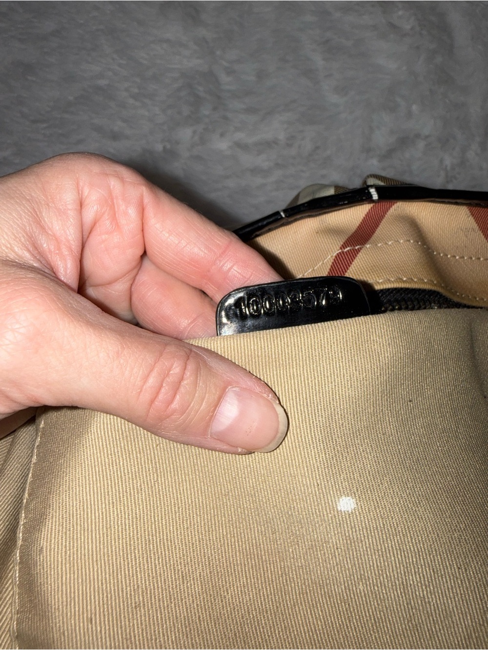 Burberry Beige Plaid Satchel with Black Patent Trim - Picture 14 of 16